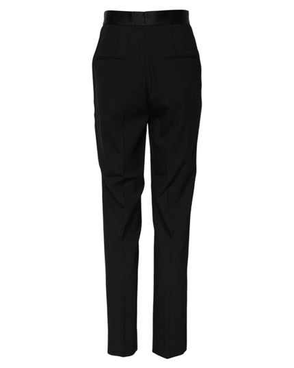 Dolce & Gabbana Black Wool Tapered High Waist Pants