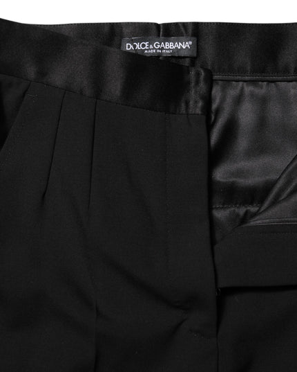 Dolce & Gabbana Black Wool Tapered High Waist Pants