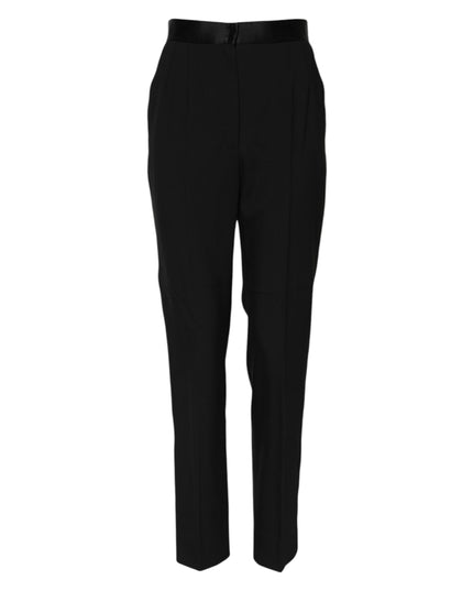 Dolce & Gabbana Black Wool Tapered High Waist Pants