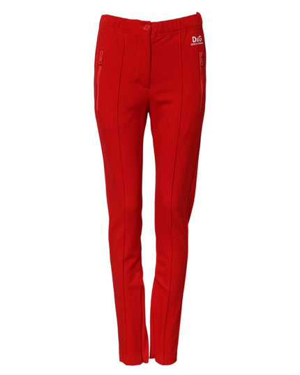 Dolce & Gabbana Red Mid Waist Slim Fit Pants
