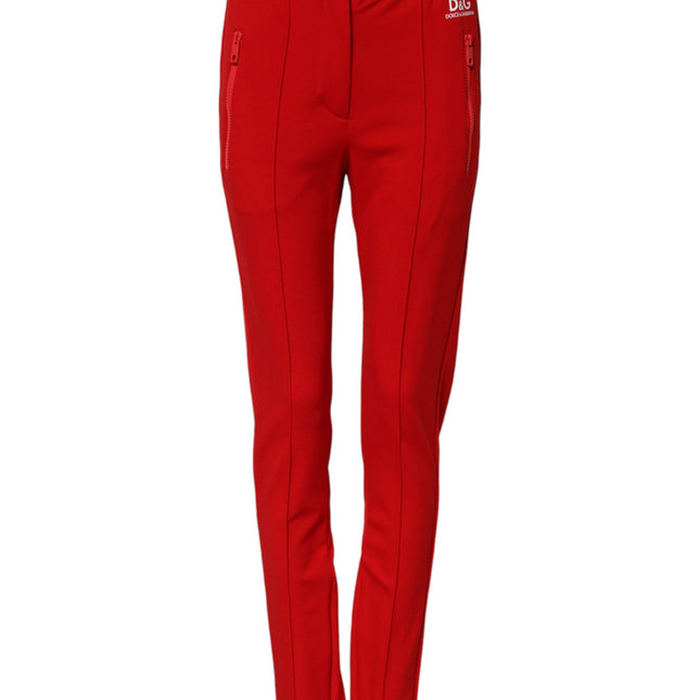 Dolce & Gabbana Red Mid Waist Slim Fit Pants
