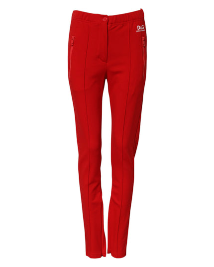 Dolce & Gabbana Red Mid Waist Slim Fit Pants