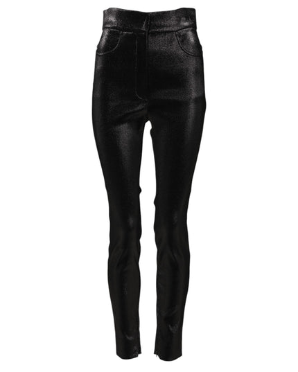 Dolce & Gabbana Black Cotton Stretch Lurex Thread Skinny Pants