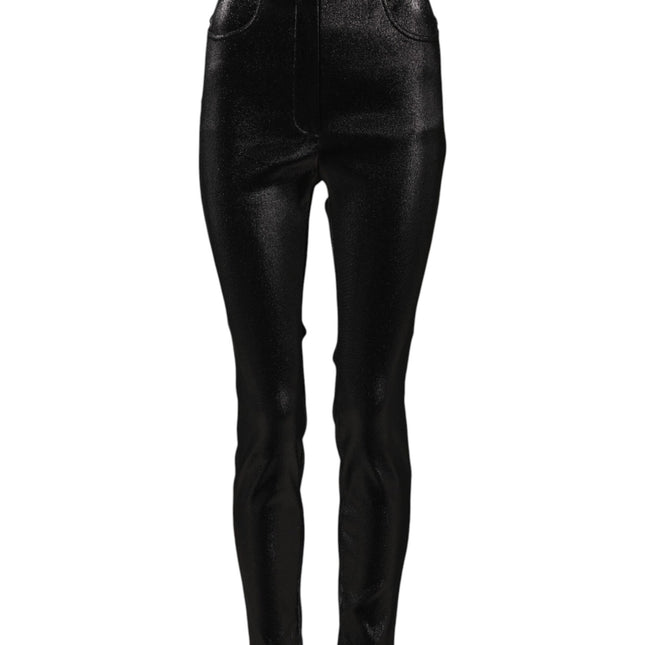 Dolce & Gabbana Black Cotton Stretch Lurex Thread Skinny Pants