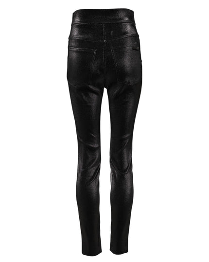 Dolce & Gabbana Black Cotton Stretch Lurex Thread Skinny Pants