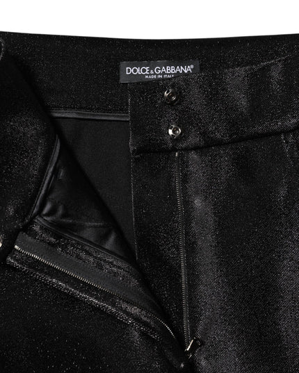 Dolce & Gabbana Black Cotton Stretch Lurex Thread Skinny Pants