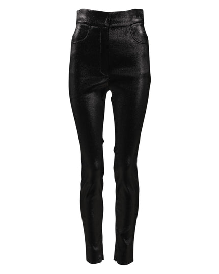 Dolce & Gabbana Black Cotton Stretch Lurex Thread Skinny Pants