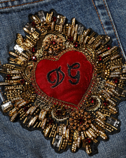 Dolce & Gabbana Blue Cotton Boyfriend Tattered Denim Jeans