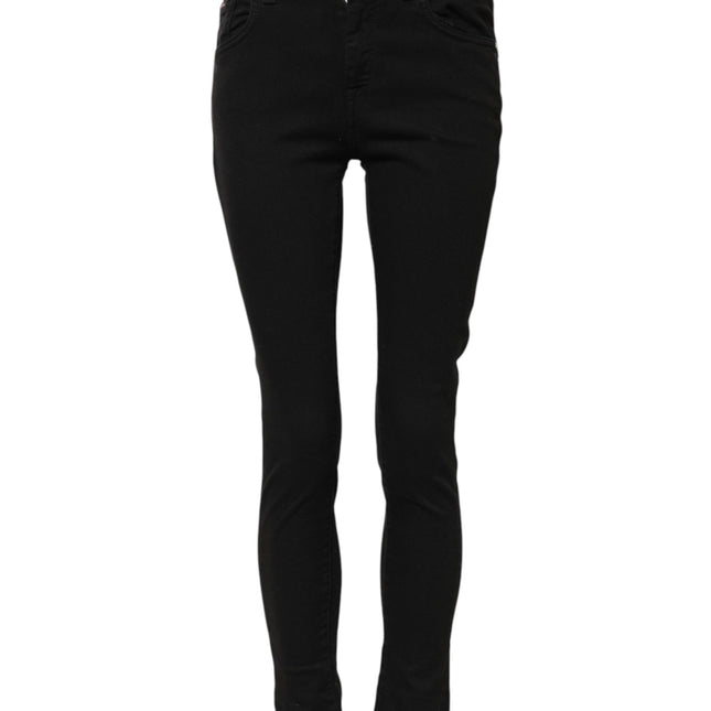Dolce & Gabbana Black Cotton Skinny Mid Waist Denim Jeans