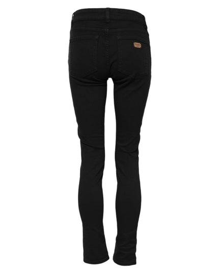 Dolce & Gabbana Black Cotton Skinny Mid Waist Denim Jeans