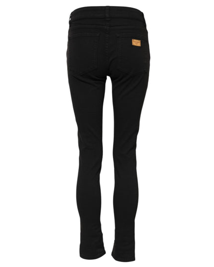 Dolce & Gabbana Black Cotton Skinny Mid Waist Denim Jeans