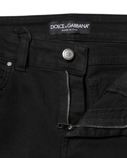 Dolce & Gabbana Black Cotton Skinny Mid Waist Denim Jeans