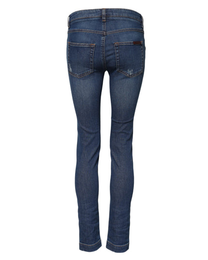 Dolce & Gabbana Blue Cotton Low Waist Skinny Denim Jeans