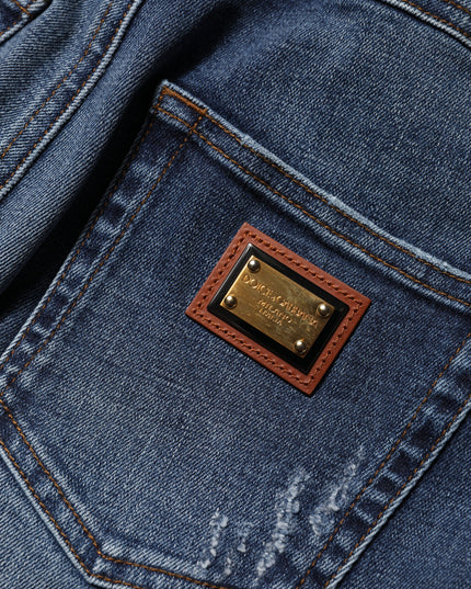 Dolce & Gabbana Blue Rhinestone Embellished Denim Jeans