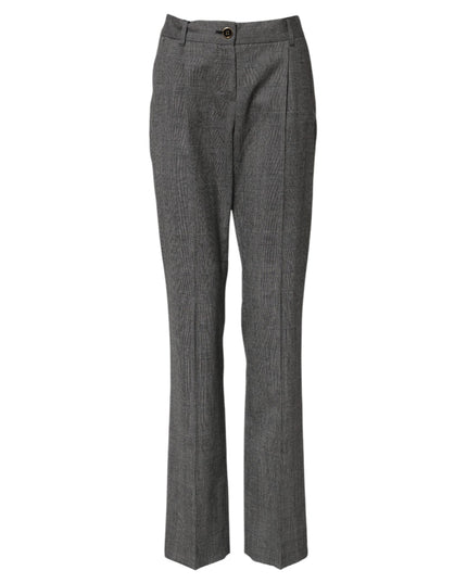Dolce & Gabbana Gray Checkered High Waist Flared Pants