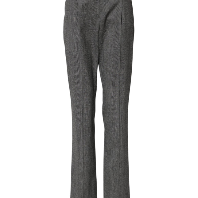 Dolce & Gabbana Gray Checkered High Waist Flared Pants