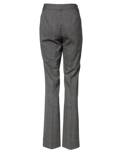 Dolce & Gabbana Gray Checkered High Waist Flared Pants