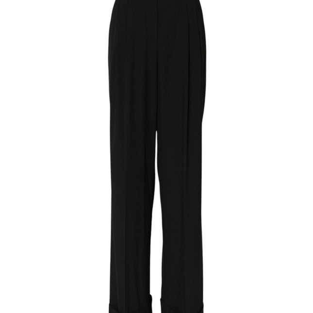 Dolce & Gabbana Black Wool High Waist Formal Pants