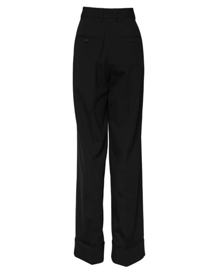 Dolce & Gabbana Black Wool High Waist Formal Pants