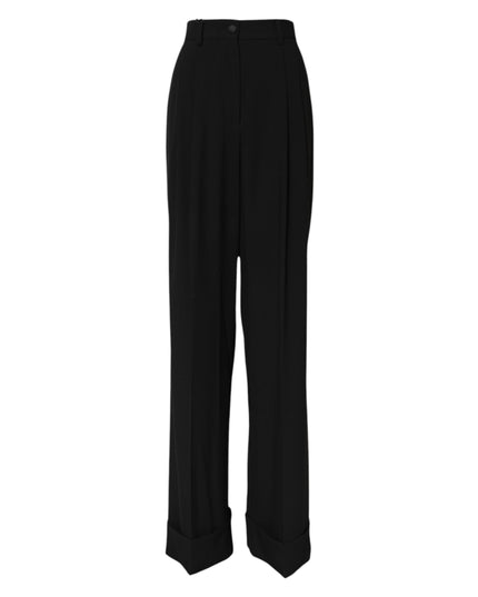 Dolce & Gabbana Black Wool High Waist Formal Pants