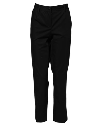 Dolce & Gabbana Black Cotton High Waist Formal Pants