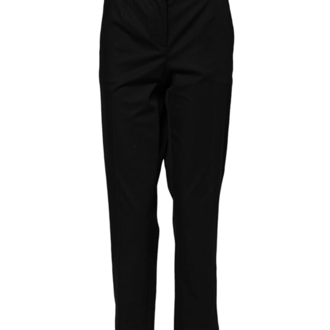 Dolce & Gabbana Black Cotton High Waist Formal Pants