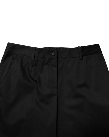Dolce & Gabbana Black Cotton High Waist Formal Pants