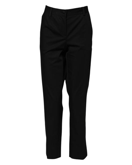 Dolce & Gabbana Black Cotton High Waist Formal Pants