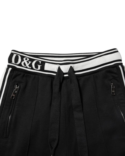 Dolce & Gabbana Black Cotton Jogger Logo Waist Pants