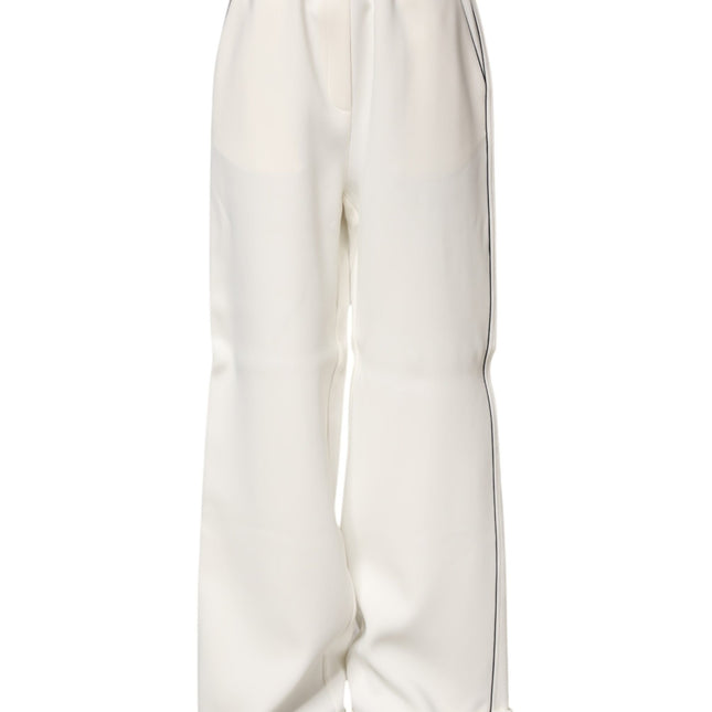 Dolce & Gabbana White Viscose Wide Leg Pull On Pants