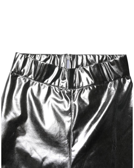 Dolce & Gabbana Metallic Silver Polyester Slim Fit Leggings Pants