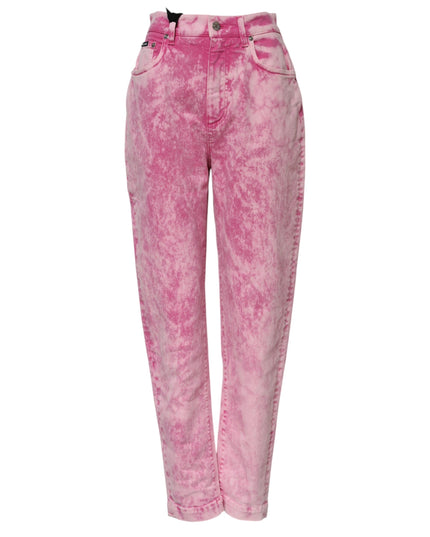 Dolce & Gabbana Pink Tie Dye High Waist Tapered Denim Jeans