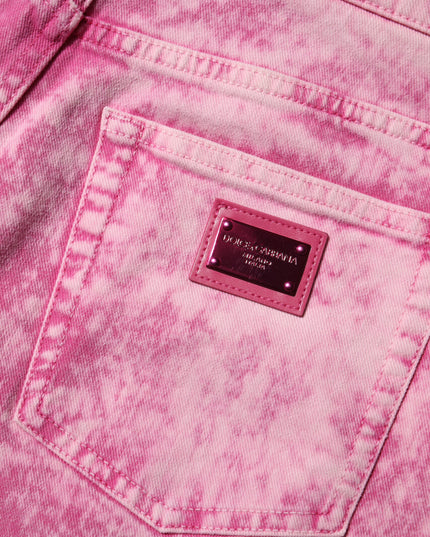 Dolce & Gabbana Pink Tie Dye High Waist Tapered Denim Jeans