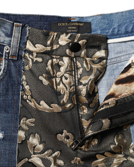 Dolce & Gabbana Multicolor Patchwork Tapered Denim Jeans