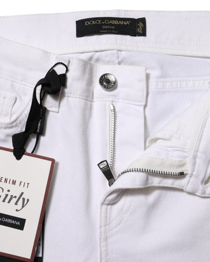 Dolce & Gabbana White Floral Embroidery GIRLY Denim Jeans