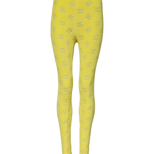 Dolce & Gabbana Yellow Logo Slim Fit Leggings Pants