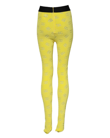 Dolce & Gabbana Yellow Logo Slim Fit Leggings Pants