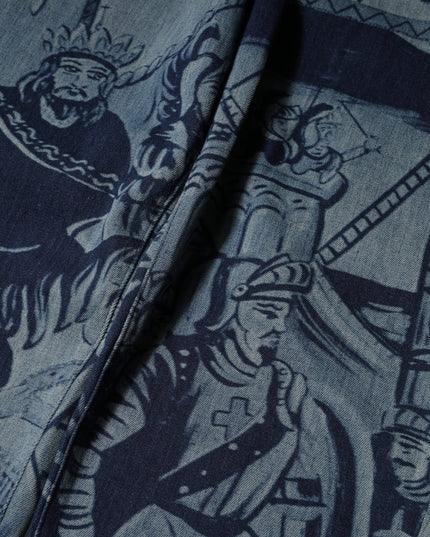 Dolce & Gabbana Blue Graphic Print Tapered Denim Jeans