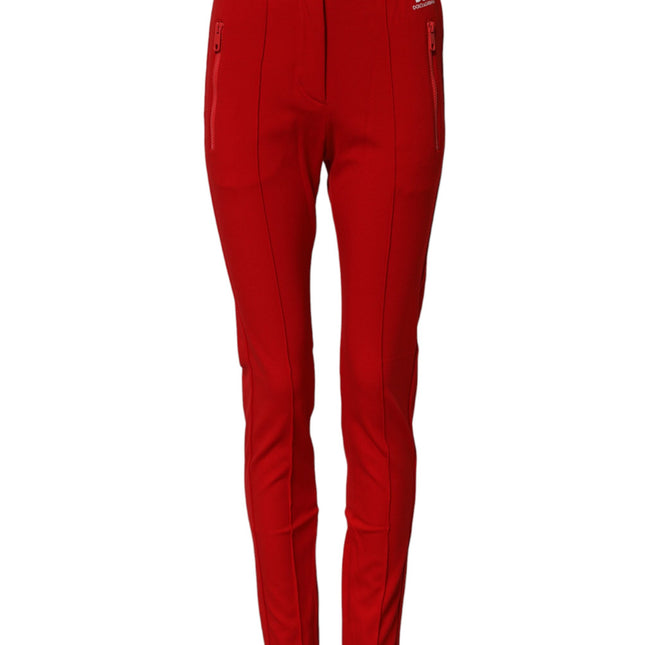 Dolce & Gabbana Red Mid Waist Slim Fit Pants