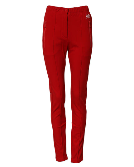 Dolce & Gabbana Red Mid Waist Slim Fit Pants