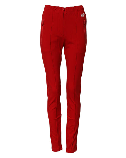 Dolce & Gabbana Red Mid Waist Slim Fit Pants