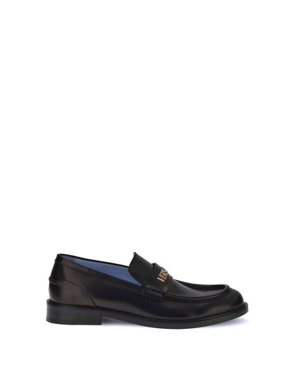 Versace Black Calf Leather Bos Taurus Slip-On Loafers