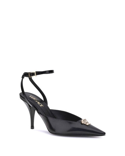 Versace Black Calf Leather Bos Taurus Pumps