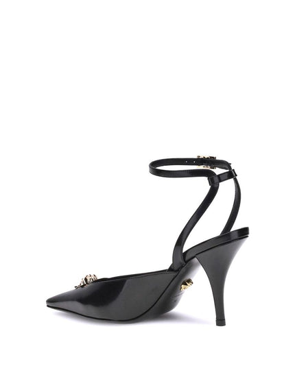 Versace Black Calf Leather Bos Taurus Pumps