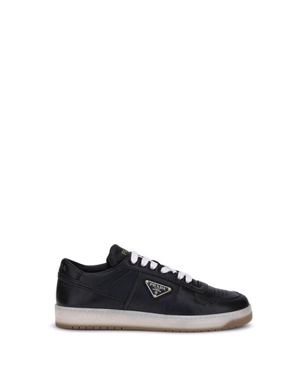 Prada Black Calf Leather Bos Taurus Low Top Sneakers