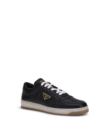Prada Black Calf Leather Bos Taurus Low Top Sneakers