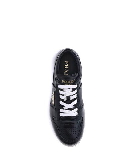Prada Black Calf Leather Bos Taurus Low Top Sneakers