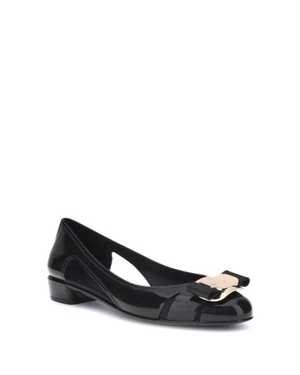 Ferragamo Black Rubber Ballet Flats