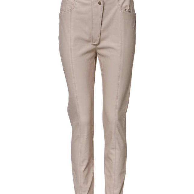 Elisabetta Franchi Beige High Waist Tapered Pants