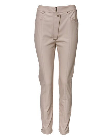 Elisabetta Franchi Beige High Waist Tapered Pants